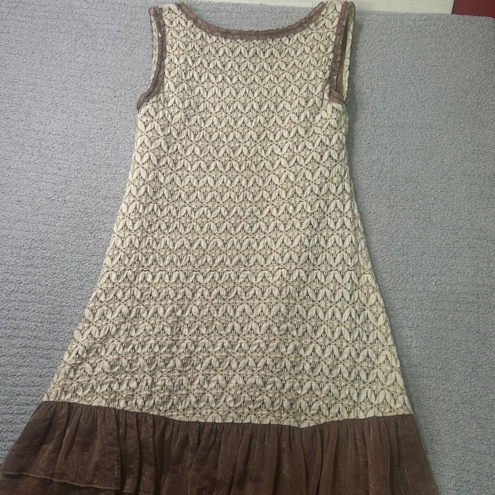 Altar'd State Dress Crochet Lace Ruffle 2XL Brown Fairycore Y2K Cottagecore Boho - Picture 7 of 8